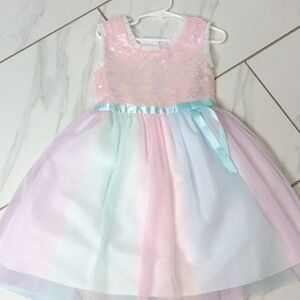 Jona Michelle Pink Sequin Dress with Lace Trim